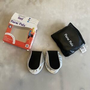 Purse Pals Foldable Travel Ballet Flats for Women size small silver 5-6